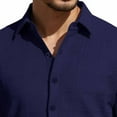 thumbnail image 4 of Stamzod Mens Shirts Casual Solid Short Sleeve Button Down Shirt Jacquard Textured Vacation Beach Shirts for Men Navy XXL, 4 of 6