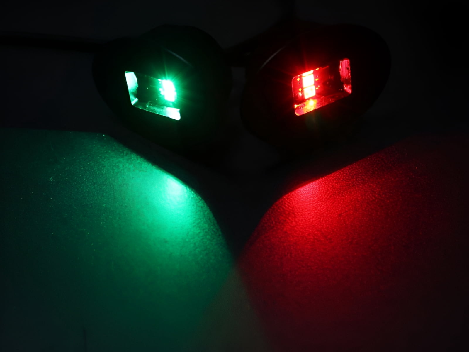 Brightest 2 Mile LED Boat Navigation Lights Pair. Flush Mount, USCG Certified for pontoon boat, yacht, kayak, air boats, marine. 1 Red Portside, 1 Green Starboard (Black)