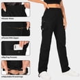thumbnail image 3 of FEN AI Womens Black Cotton Cargo Pants with 7 Pockets, Outdoor Work Pant for Women Casual Streetwear Work Trousers (No Belt), 3 of 10