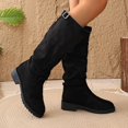 thumbnail image 5 of hzomhy Womens Mid Calf Boots Round Toe Buckle Strap Low Block Heel for Casual Daily and Winter Wear, 5 of 7