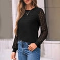 thumbnail image 5 of ManxiVoo Sophisticated Long Sleeve Blouse with Delicate Lace Detail Versatile Casual to Business Tops for Women 2025 Essential Wear L Size Black, 5 of 7