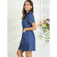 thumbnail image 4 of Vestido Camisero Liso De Cambray Con Cuello Vuelto Y Bolsillos Para Mujer Azul XL, 4 of 6