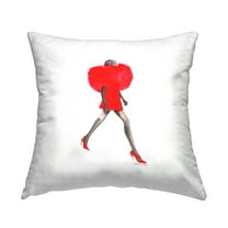 Stupell Industries Silhouette in Red Dress Square Decorative Printed Throw Pillow, 18 x 18