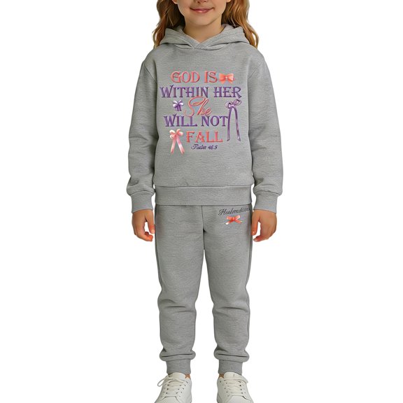 MEZZALL Kids Letter Bowknot Print Hoodie Jogger Sweatshirt Tops Trousers Pants Sets Long Sleeve Casual Tracksuit Girls Boys Adorable Clothing Sets
