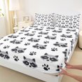 thumbnail image 4 of Castle Fairy Girls Cartoon Raccoon Head Paw Queen Sheets 4 Pieces,Cute Wildlife Queen Sheet Sets,Gray Black White,1 Fitted Sheet, 1 Flat Sheet and 2 Pillowcases, 4 of 6