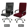 thumbnail image 5 of PiccoCasa Stretchable Office Chair Cover Jacquard Stripe Computer Chair Cover, Large Burgundy, 5 of 6