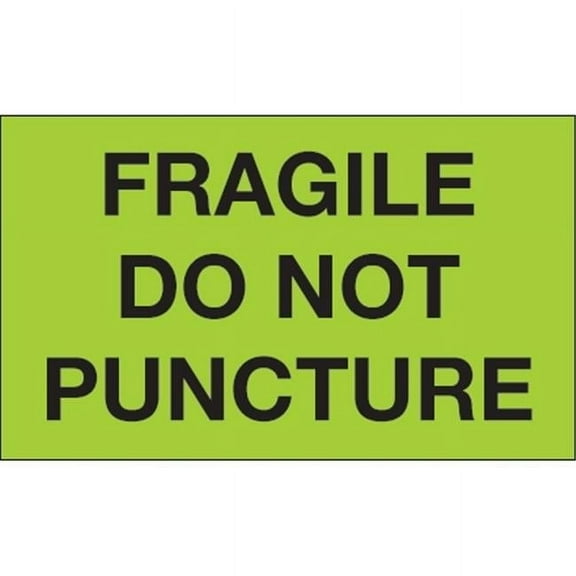 3 x 5 in. - Fragile - Do Not Puncture Fluorescent Green Labels - Roll of 500