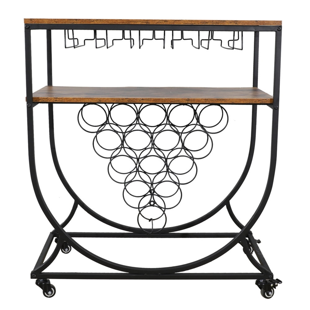 Cfowner Industrial Bar Cart on Wheels for Home, Wine Rack Cart with