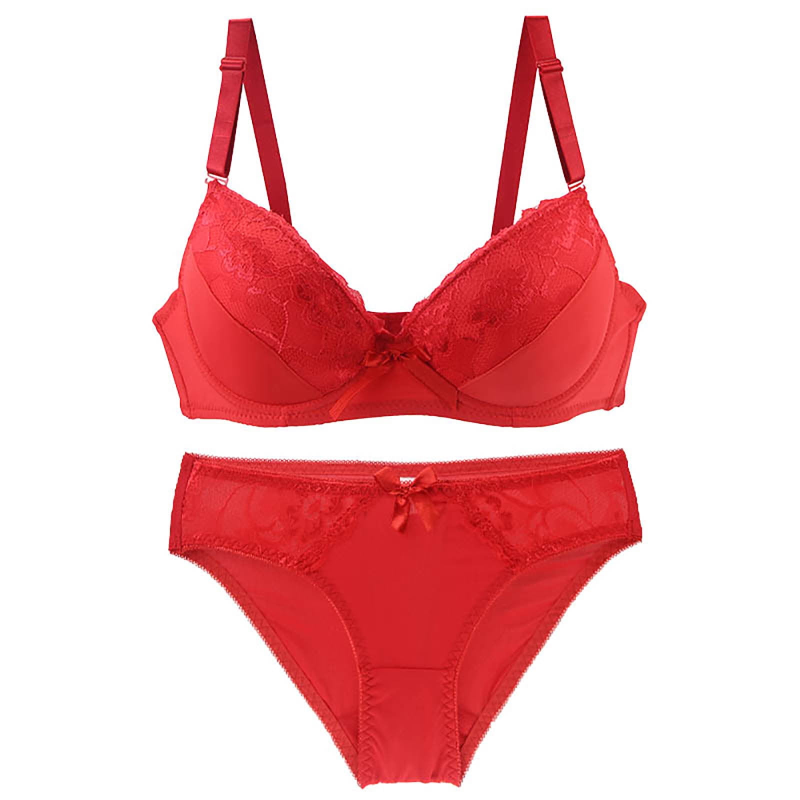 Lopecy-Sta Women's Sexy Lace Bra and Panties Summer Thin Comfortable  Breathable Base Lingerie Set Savings Clearance Womens Underwear Period  Underwear for Women Red 