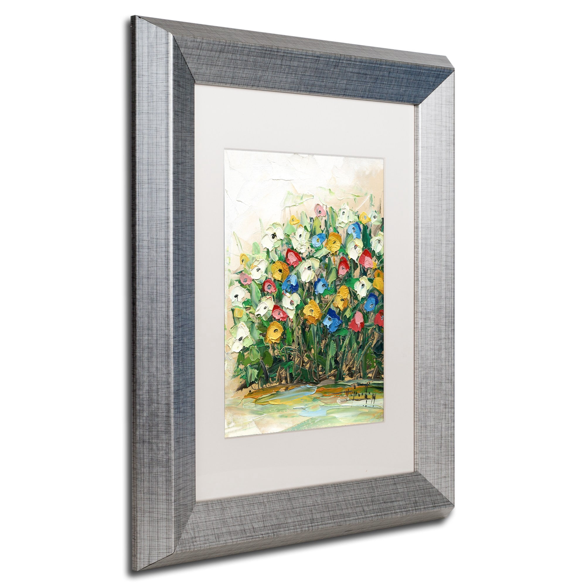 Trademark Fine Art "Spring Flowers in a Vase 10" Canvas Art by Hai Odelia, White Matte, Silver Frame