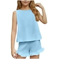 thumbnail image 2 of Delliss Girls Summer Clothing Sets Ruffle Tank Tops and Shorts Cute 2 Piece Outfits 5-15 Years, 2 of 9