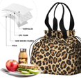 thumbnail image 4 of Brown and Beige Leopard Print Drawstring Insulated Lunch Bag for Women, Stain-Resistant Large Lunch Tote with Multi-Pockets for Work Office, 4 of 6