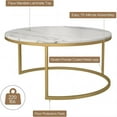 thumbnail image 5 of DEALTOPS Round Nesting Coffee Table, Set of 2 Modern Coffee Table with Faux Marble Top for Living Room, Apartment, Office - Gold, 5 of 7