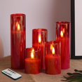 thumbnail image 1 of Juego de 5 Velas LED Sin Llama de Vidrio Rojo Eywamage, 1 of 8