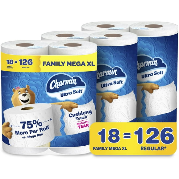 Papel higiénico Charmin Ultra Soft Cushiony Touch 18 Mega XL