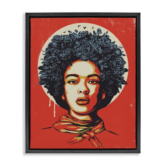 Stupell Industries Art Deco Vibrant Portrait of Woman Black Floating Frame Canvas Art, 17 x 21, by Balazs Solti