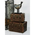thumbnail image 3 of DecMode 13" x 8" Brown Leather Nesting Upholstered Trunk with Vintage Accents and Studs, 3-Pieces, 3 of 9