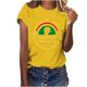 thumbnail image 1 of Tops de Manga Corta para las Mujeres de Ajuste Suelto, Día de la Independencia Negro Impreso, Cuello Redondo Suelto Superior, 1 of 4