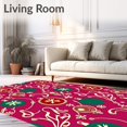 thumbnail image 2 of ODIKA 4'x6' Machine Washable Non-Slip Area Rug, Ornament Baubles Mosaic Design Floor Protection High Traffic Rug, Red, 632625, 2 of 7
