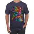 thumbnail image 1 of Colorful Cat Portrait | Cat Lover Owner | Dean Russo Art Animal Lover Men's T-Shirt, Vintage Heather Navy, 5XL, 1 of 5