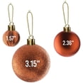 thumbnail image 2 of Prextex Copper Christmas Ball Ornaments for Christmas Decorations - 36 Pieces Xmas Tree Shatterproof Ornaments with Hanging Loop for Holiday and Party Decoration (Combo of 6 Styles in 3 Sizes), 2 of 5