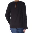 thumbnail image 4 of KENSIE $69 Womens New 1364 Black Slitted Open Long Flared Sleeves Top M B+B, 4 of 4