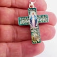 thumbnail image 2 of Our Lady of Grace Medium Cross Necklace w/ Pressed Flowers 18-inch, 2 of 7