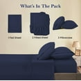 thumbnail image 4 of 5-Piece Split King Sheet Set, 800 Thread Count, 100% Egyptian Cotton, Color Navy Blue Stripe Pattern, Fits 16-Inch Deep Mattresses, 4 of 5
