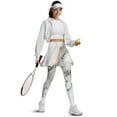 thumbnail image 5 of COEQINE Ruffle Pleated Tennis Skirted Legging with Pockets for Women White Gold Marble Pattern Moisture-Wicking Breathable Yoga Leggings with Skirts Comfy Skort Pants, S, 5 of 7