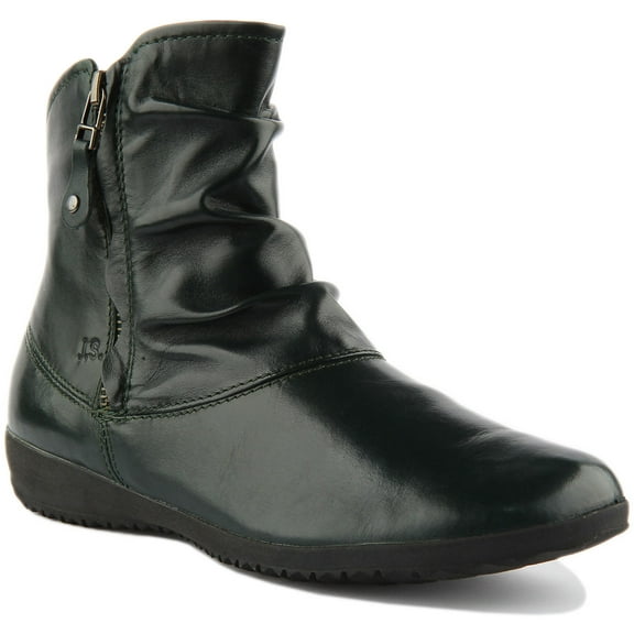Josef Seibel Naly 24 Women's Leather Casual Ankle Boot With Side Zips In Petrol Size 6