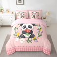 thumbnail image 2 of Homewish Cartoon Wildlife Panda Bedding Comforter Set 7 Pieces, Rustic Flower Botanical Full Bedding Set, Teens Kids Boys Girls Reversible Fitted Sheet Flat Sheet, Ultra Soft Bedroom Decor, 2 of 7