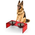thumbnail image 4 of THE LICKER STORE Keaton 7.5" Medium/Large Modern Acrylic Rectangular Elevated Pet Feeder with 54oz 2-Stainless Steel Bowls, Red/Chrome, DBL2001H, 4 of 7