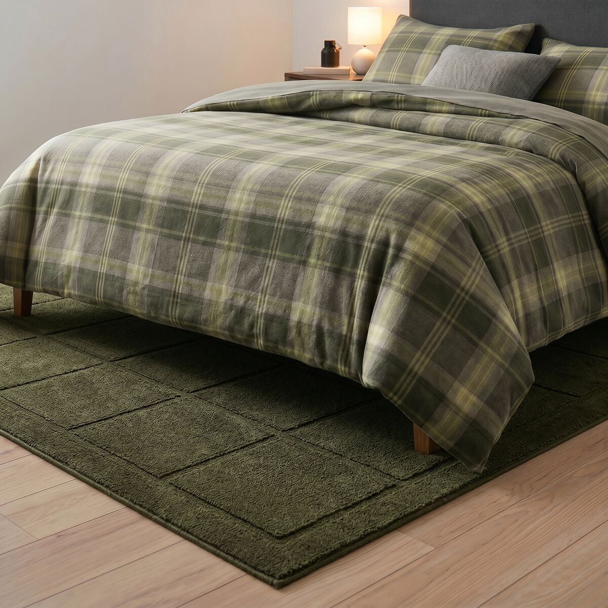 Mainstays High-Low Tufted Grid Dark Green Indoor Area Rug, 5 ft x 7 ft