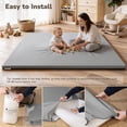 thumbnail image 6 of Baby Play Mat, Caveen Vegan Leather Baby Floor Mat Playpen Mat, Thicken Soft Crawling Mat for Infant, Wipe-Clean, 50"x 50", Gray, 6 of 7