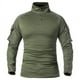 thumbnail image 4 of Camisa de combate de manga larga para hombre, camisas tácticas de algodón antidesgarro con cremallera de 1/4, camisetas de airsoft con camuflaje azul marino, 4 of 5