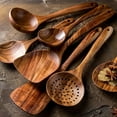 thumbnail image 3 of Thailand Teak Natural Wood Tableware Spoon Ladle Turner Long Rice Colander Soup Skimmer Cooking Spoons Scoop Kitchen Tool Set, 3 of 4