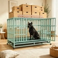 thumbnail image 3 of TIME RAY 48 Inch Heavy Duty Dog Crate for XL Large Dog,Indestructible High Anxiety Dog Cage for Indoor and Outdoor with Wheels and Removable Tray, Green, 3 of 8