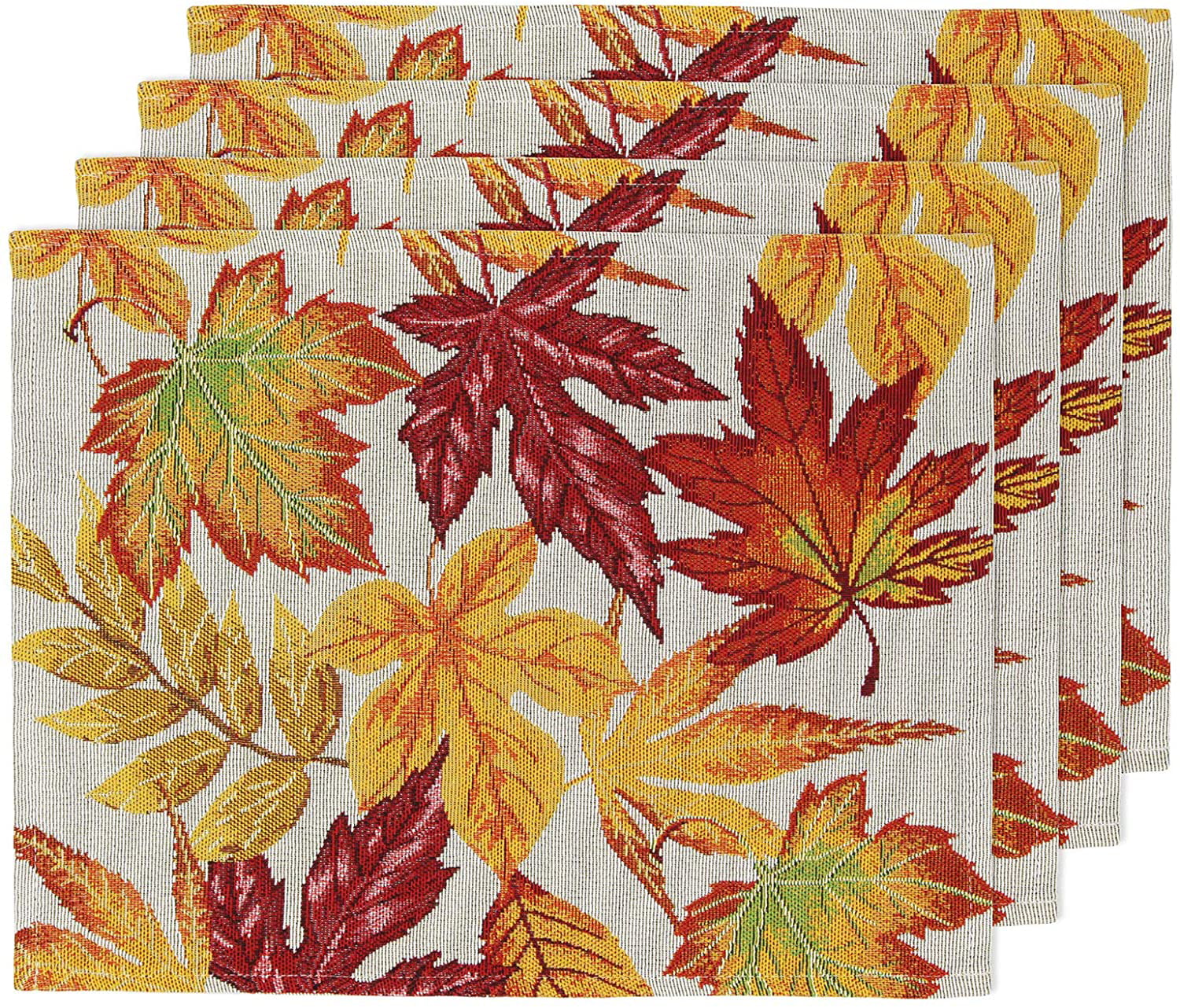 8 Pcs Thanksgiving Fall Placemats Set Waterproof Maple Leaf Table Mats for Dining Room Thanksgiving Decorations Non-Slip Heat Resistant Plaid Dining Mat for Kitchen 12 x 18 Inch Wedding Party