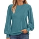 thumbnail image 1 of Blusa de manga larga con cuello redondo y pliegues para mujer - 82 % poliéster, top informal de negocios, 2025, de moda - Tallas S-XXL, 1 of 8