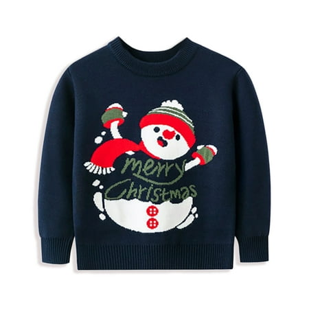 

SYNPOS Toddler & Little Boy Girl Merry Christmas Sweater Snowman Pullover Tops