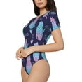 thumbnail image 2 of The Xecao Silhouette Cats Women's Crew Neck Body Suit, a short-sleeved bodysuit and basic swimsuit, both comfort and style for dating and daily life, 2 of 9
