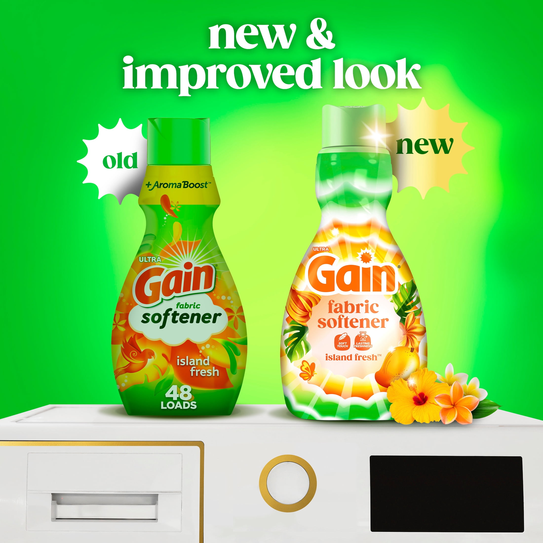 Gain, Liquid Laundry Fabric Softener, Island Fresh Scent, 35 fl oz, 48 Loads