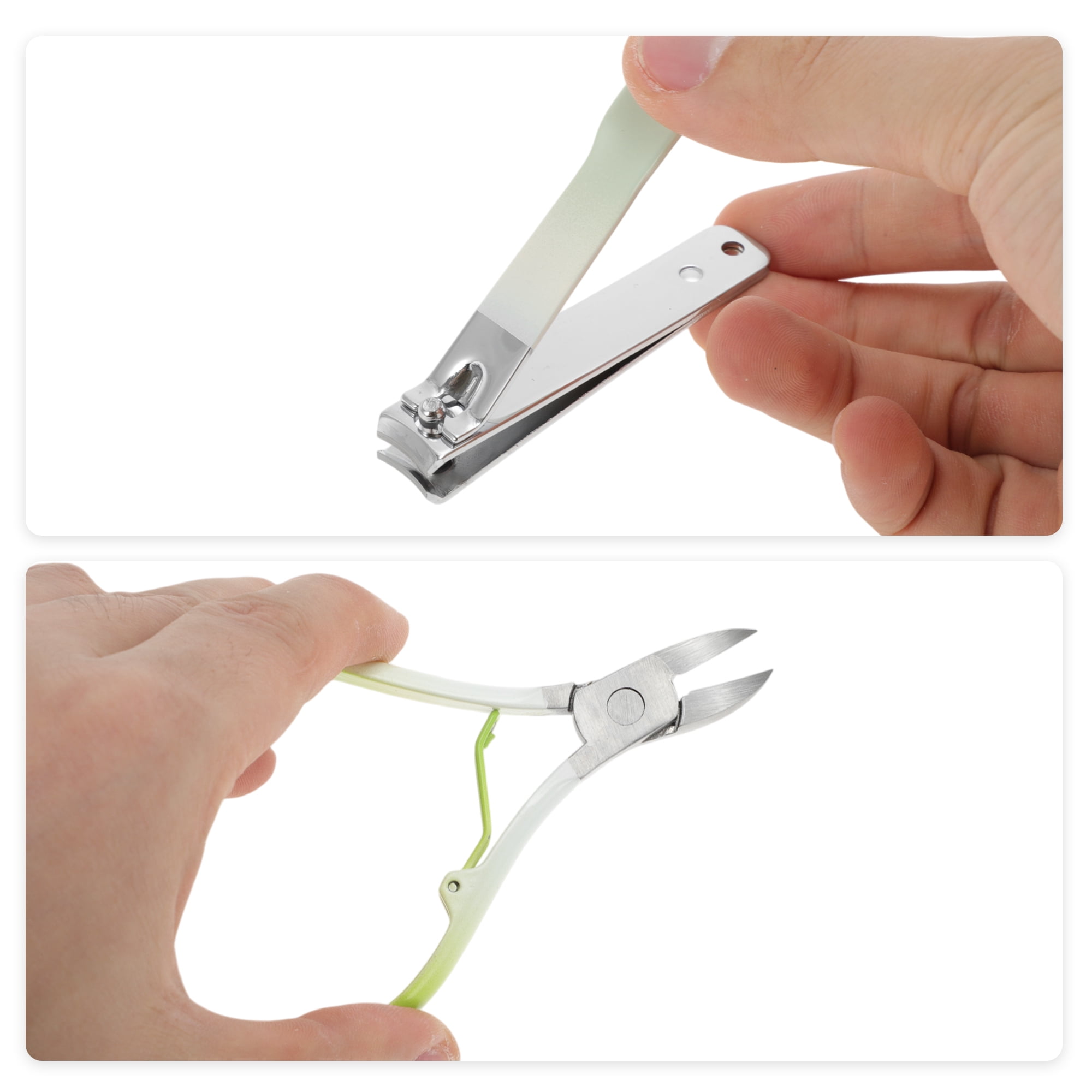 Unique Bargains 2pcs Slanted Nail Clippers Set Green Large