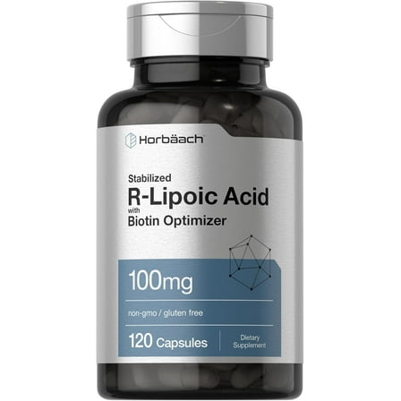 R-Lipoic Acid 100 mg | 120 Capsules | with Biotin Optimizer | Non-GMO, Gluten Free | by Horbaach