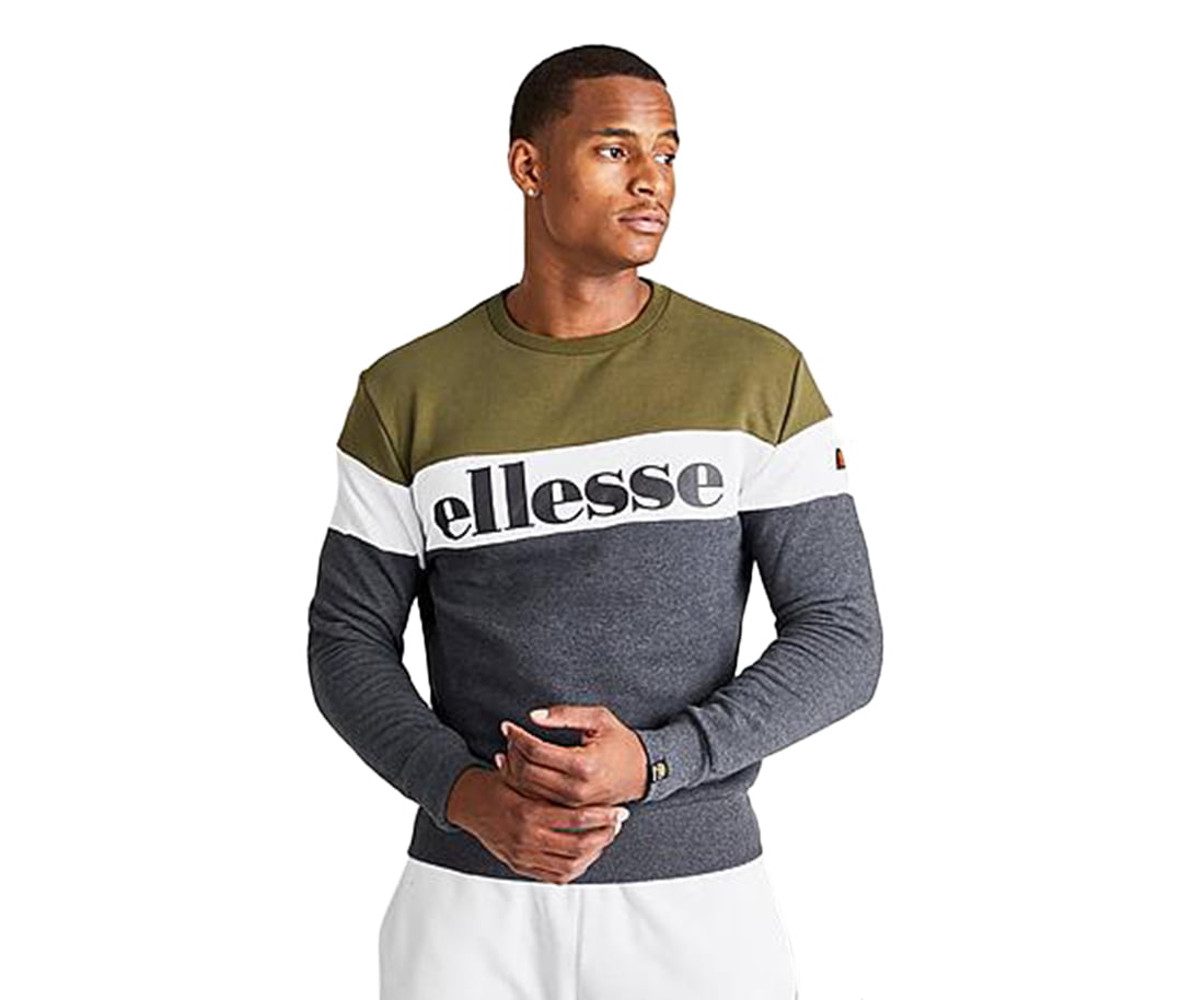 Slagschip Kust pedaal Ellesse Tarinis Sweatshirt Mens Active Shirts & Tees Size M, Color:  Olive/White/Black - Walmart.com