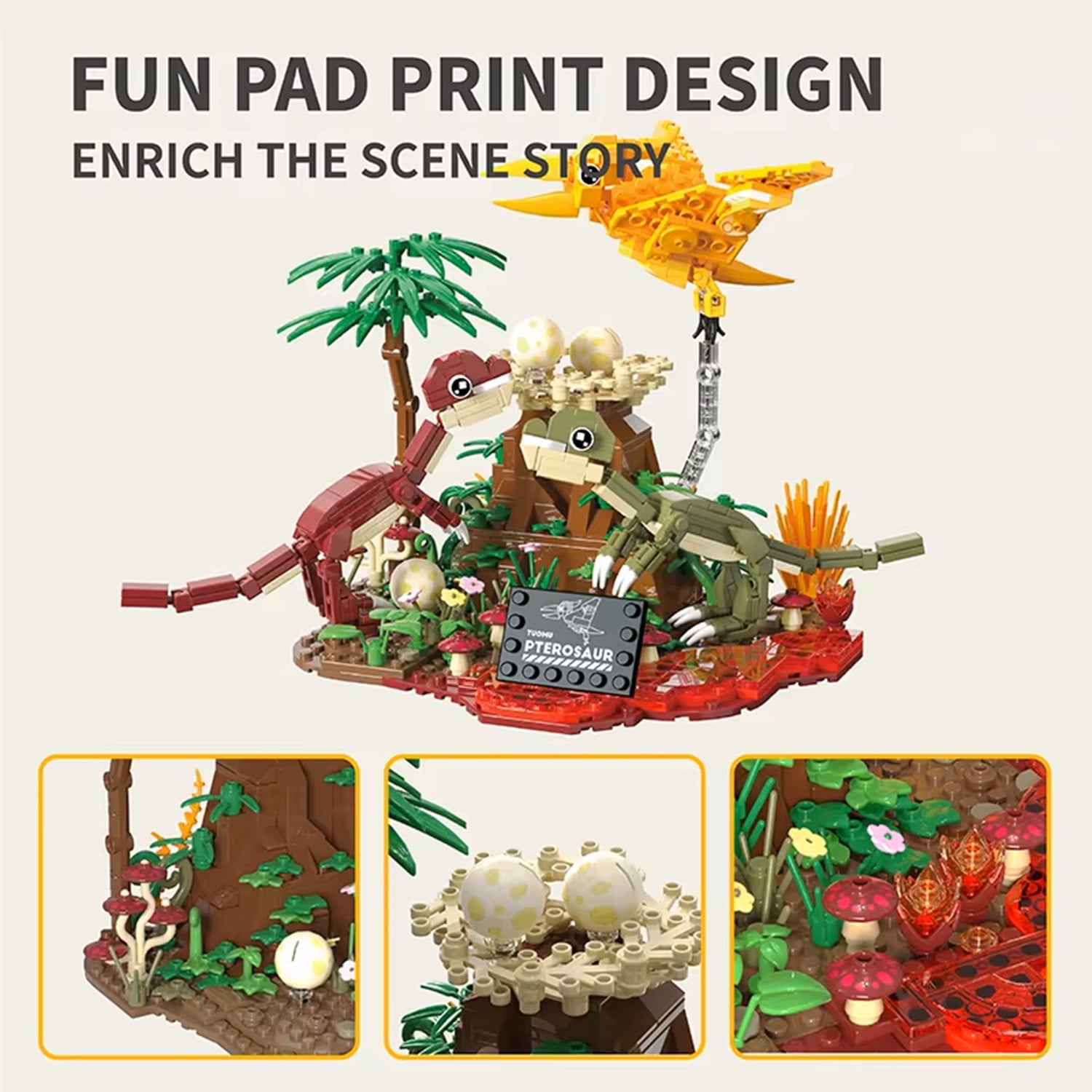 GZBrick Dinosaur World Building Sets Compatible with Lego Animals Pterosaur for Adults Boy 559PCS