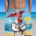 thumbnail image 2 of ZCFZJW Funny Chicken Print Beach Hawaiian Board Shorts for Men Big and Tall Regular Fit Casual Drawstring Elastic Quick Dry Swim Trunks with Pockets Multicolor#02 XXXXXL, 2 of 5