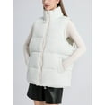 thumbnail image 3 of FEOYA Womens Winter Vest Zip Up Ladies Stand Collar Sleeveless Jacket Padded Crop Puffy Vests Warm Outerwear Waistcoat t with Pockets for Hiking Athletics Outdoor Sport M White, 3 of 6