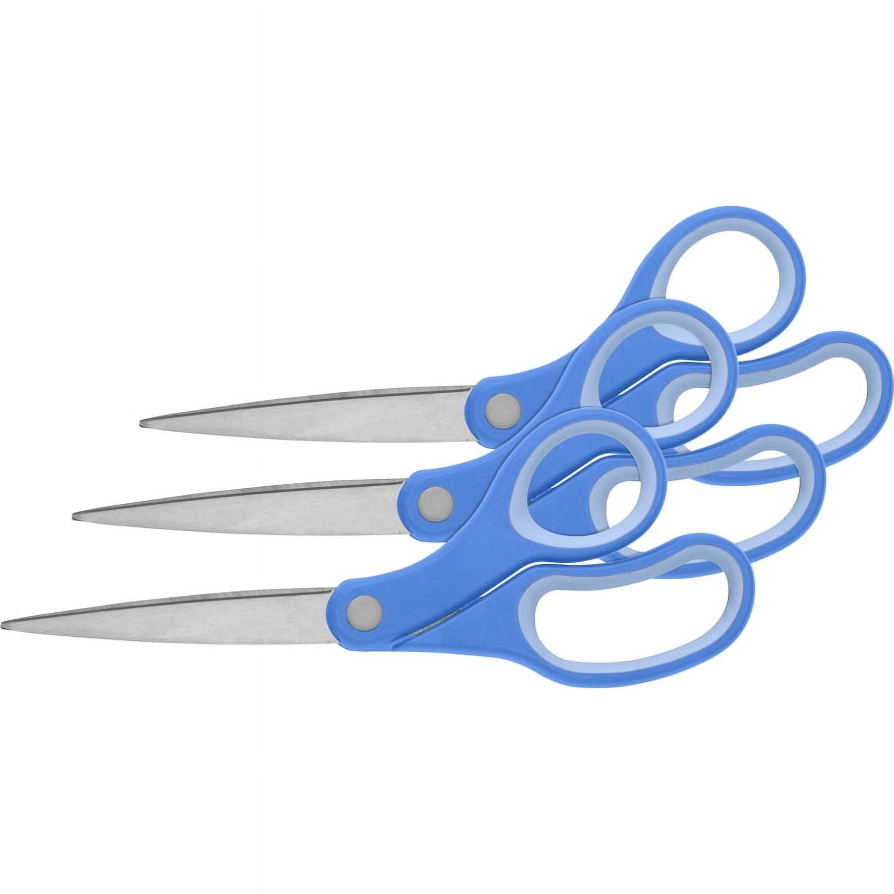 Sparco 8" Bent Scissors - 8" Overall Length - Stainless Steel - Blue - 3 / Bundle