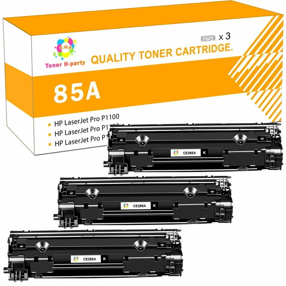 Toner H-Party 85A CE285A | Compatible 85A Toner Cartridge for HP 85A CE285A CE285D Laserjet Pro P1102w M1212nf MFP P1102 M1217nfw 1102w P1005 M1132 M1210 M1212 Printer Ink (Black, 3-Pack | CE285AT1)